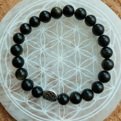 Bracelet obsidienne dorée protection