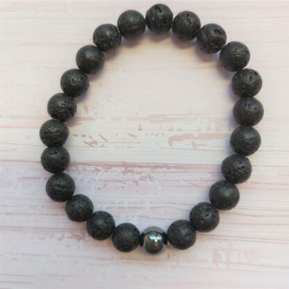 Bracelet persévérance en pierre de lave