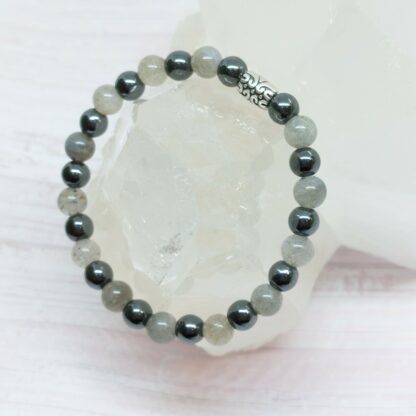 Bracelet protection et confiance en soi en hématite et labradorite