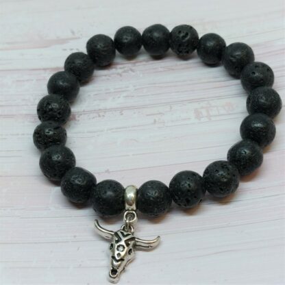 Bracelet persévérance et courage pierre de lave