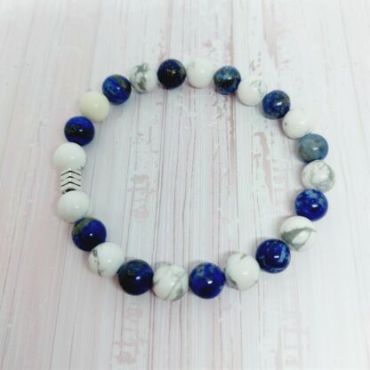 Bracelet stabilité et apaisement du stress en lapis lazuli et howlite – Image 2