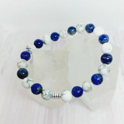 Bracelet stabilité et apaisement du stress en lapis lazuli et howlite