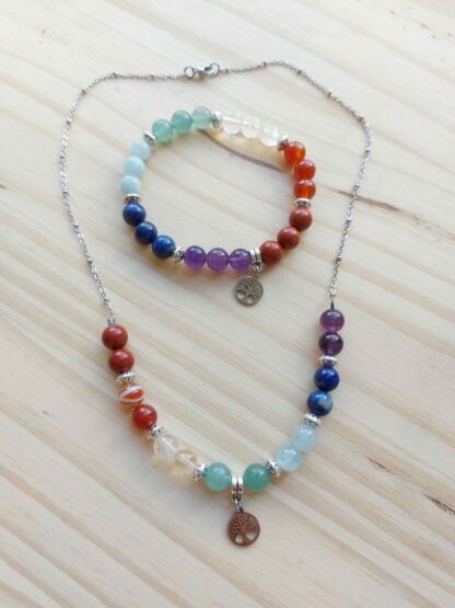 Parure 7 chakras: collier et bracelet