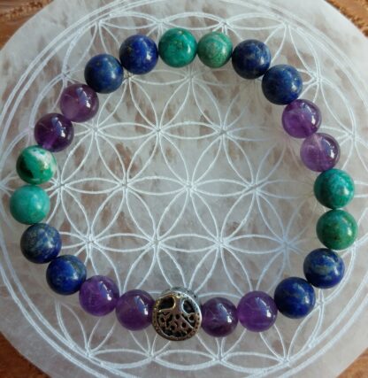 Bracelet apaisement profond en améthyste, lapis lazuli et chrysocolle