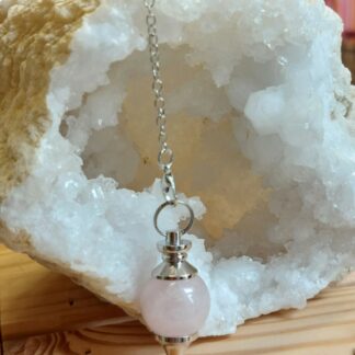 Pendule séraphoton en pierre quartz rose