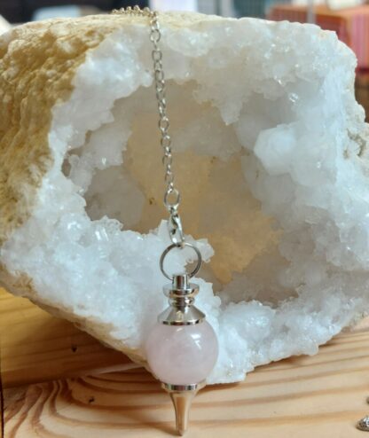 Pendule séraphoton en pierre quartz rose