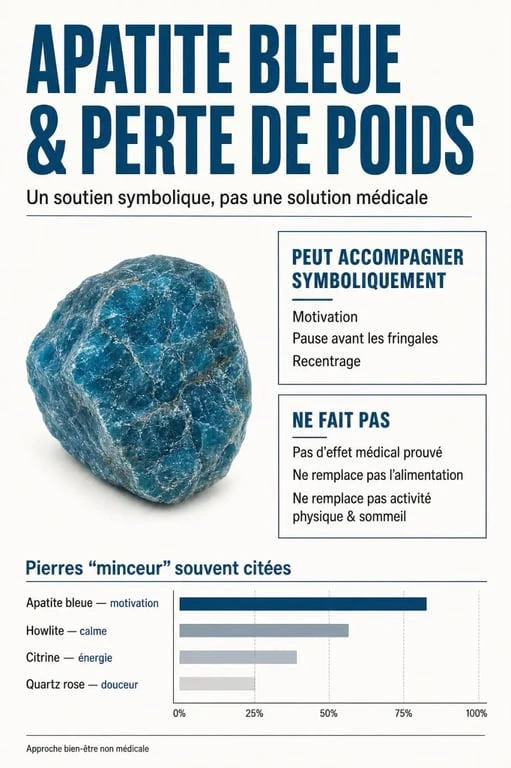 Apatite bleue pour maigrir avis : visuel comparatif sur ses effets supposés, ses limites et son rôle symbolique dans la minceur