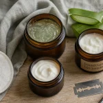 Photo bio homme cosmétique : gel visage et baume après-rasage pour peau sensible