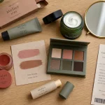 Boutique avril cosmétique bio Rennes : maquillage et soins sur comptoir