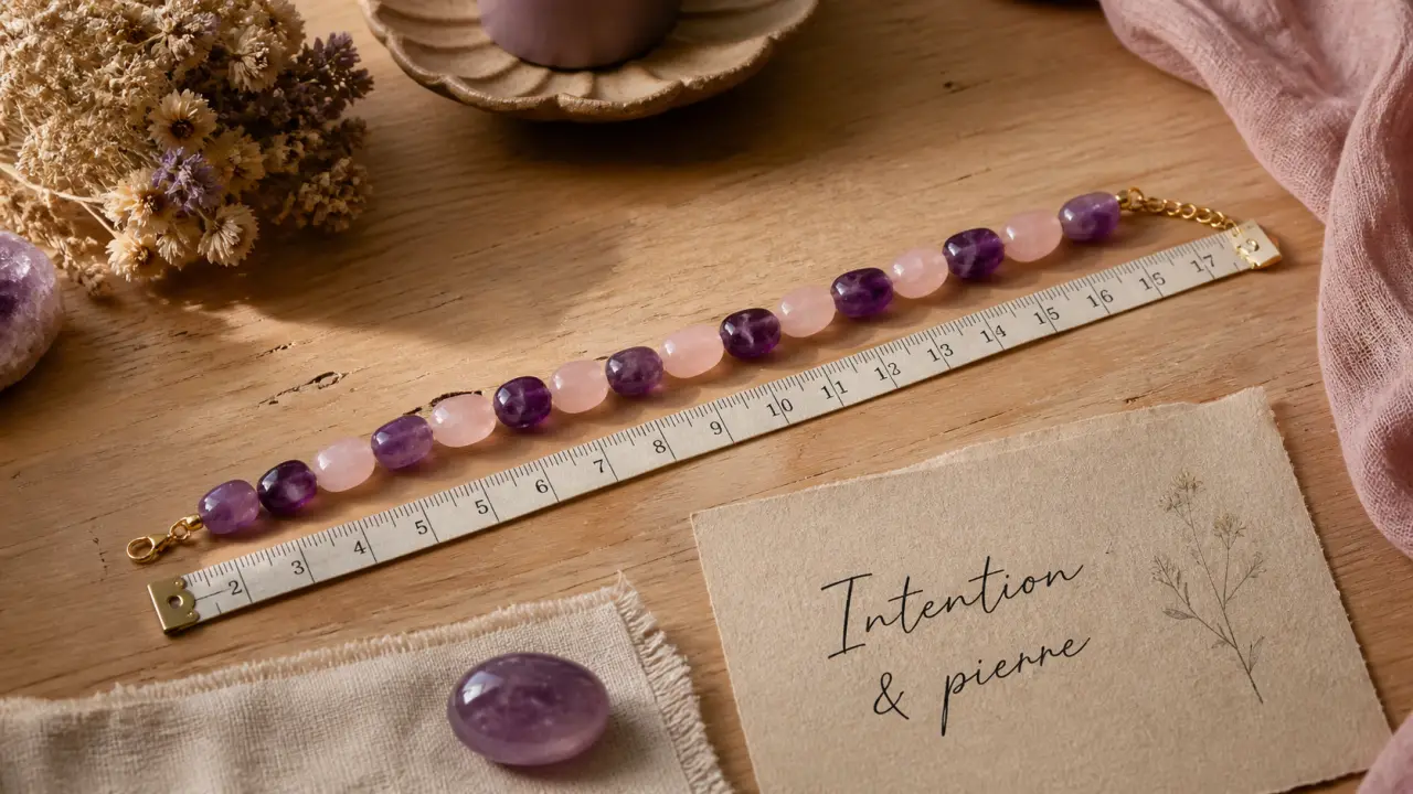 Bracelet lithothérapie améthyste et quartz rose, pierres polies