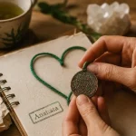 Chakra du cœur bloqué symptômes Anahata : médaillon cuivre et fil en forme de cœur