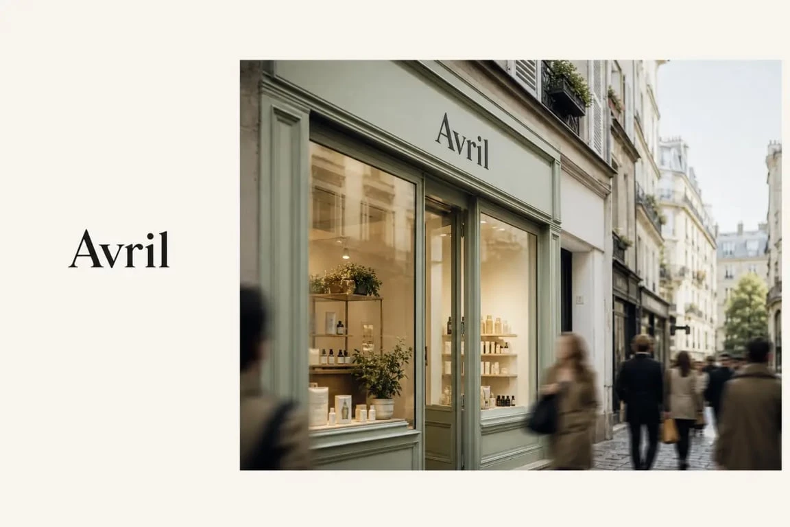 Boutique avril cosmétique bio paris montmartre en façade dans une rue parisienne