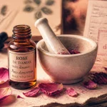 Huiles essentielles rose de damas diluées à 5% dans un flacon ambré