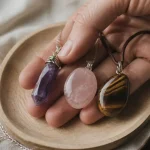 Pendentifs pierres naturelles : pierres roulées, chakras et cordon cuir