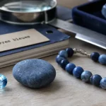 Pierres naturelles bleues : aigue-marine, galet bleu et bracelet