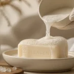 Savon au collagène bienfaits, pain sur vasque en céramique