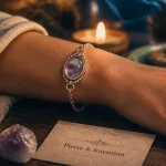 Bijoux lithothérapie : pierre naturelle (améthyste) sur poignet
