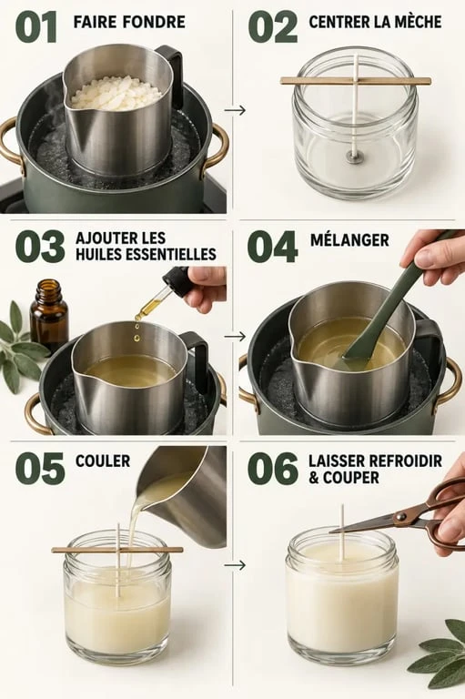 Étapes de fabrication d’une bougie aux huiles essentielles