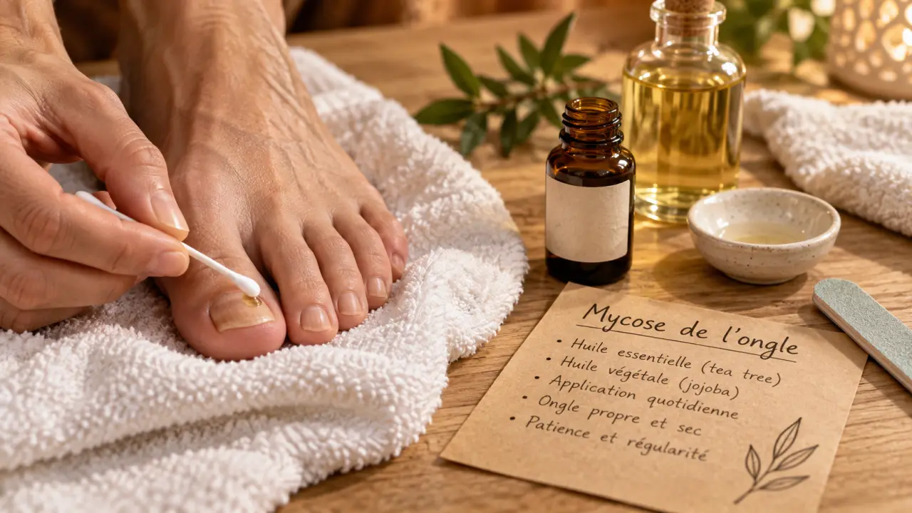 Huiles essentielles pour mycoses des ongles : goutte au coton-tige, protocole et hygiène des chaussures