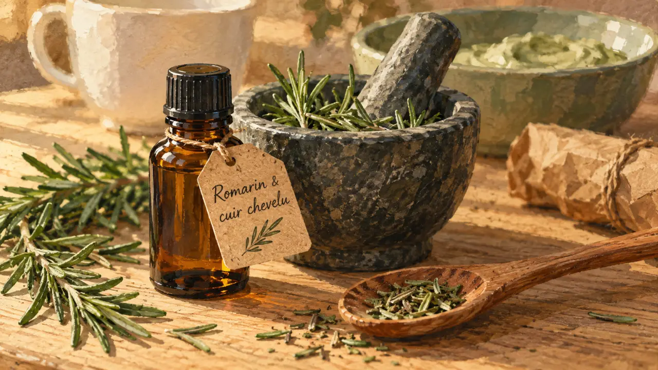 Huiles essentielles romarin cheveux pour stimuler la pousse et réguler le sébum