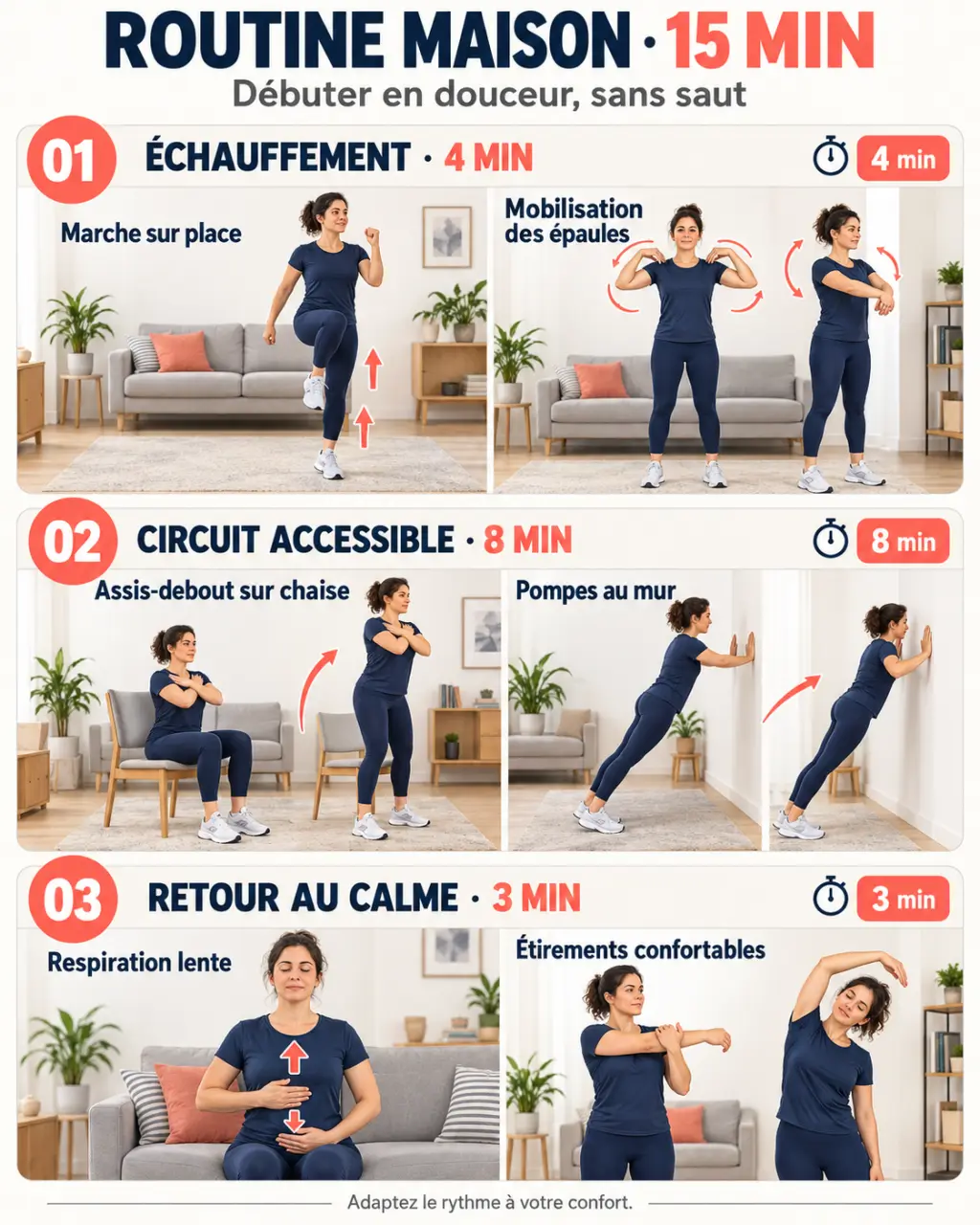Comment intégrer une routine de sport à la maison pour booster son énergie : séance de 15 minutes