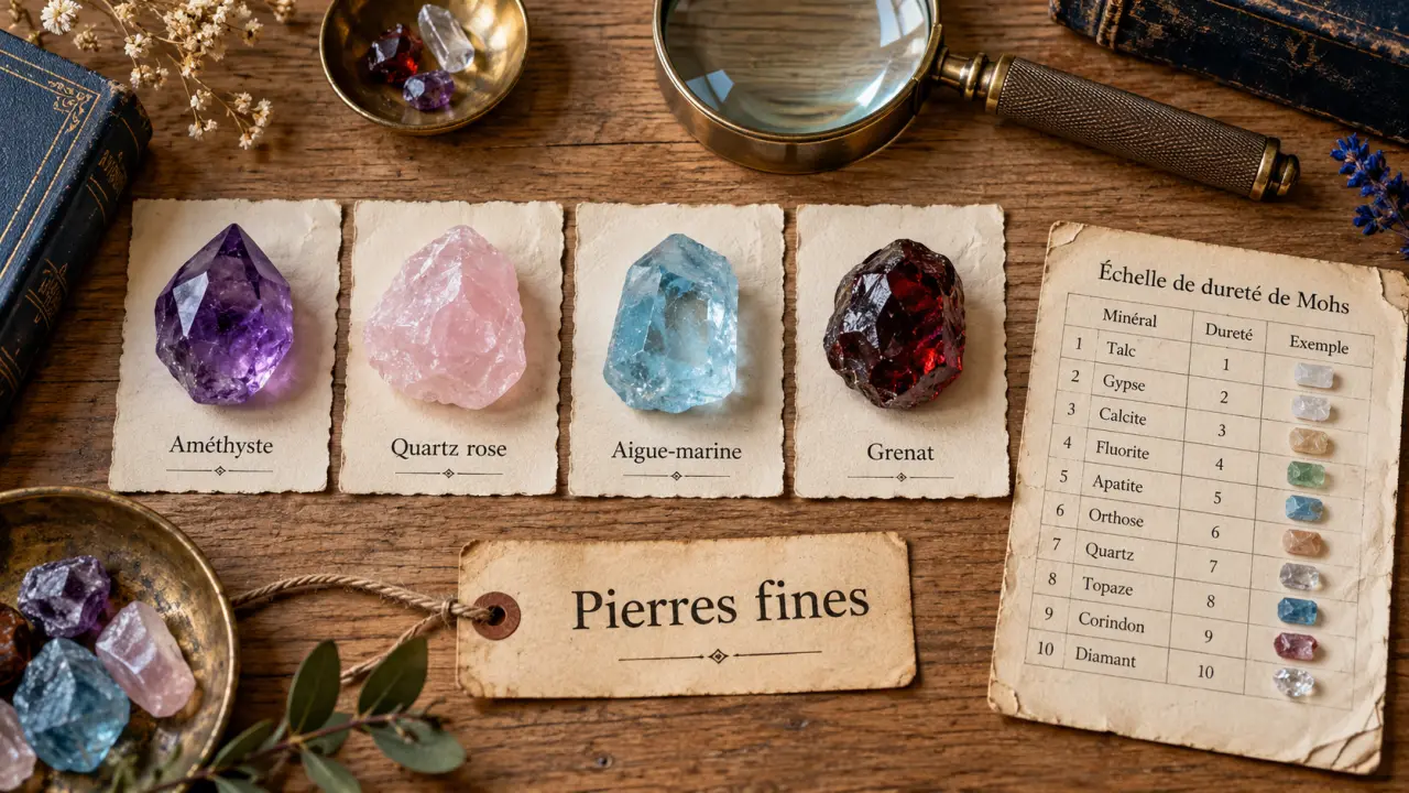 Liste des pierres semi précieuses : pierres fines vs semi-précieuses, améthyste, quartz rose, aigue-marine, grenat